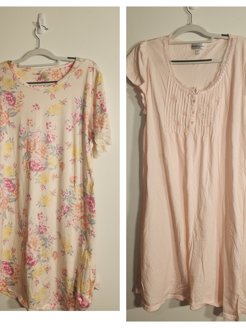 Lot Of Two Soft Floral and Blush Nightgowns - Lightweight. Size Large Sleepwear